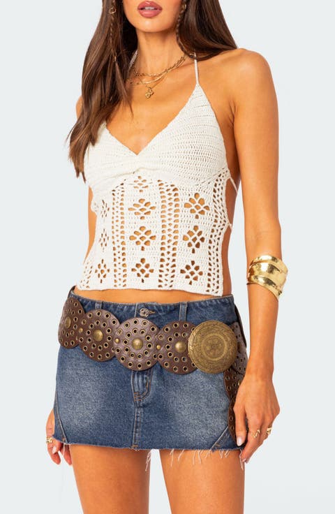 Jada Crochet Open Back Halter Top