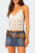 EDIKTED Jada Crochet Open Back Halter Top