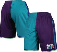 Mitchell & Ness Men's Mitchell & Ness Teal/Purple Charlotte Hornets Hardwood Classics 1999 Split Swingman Shorts