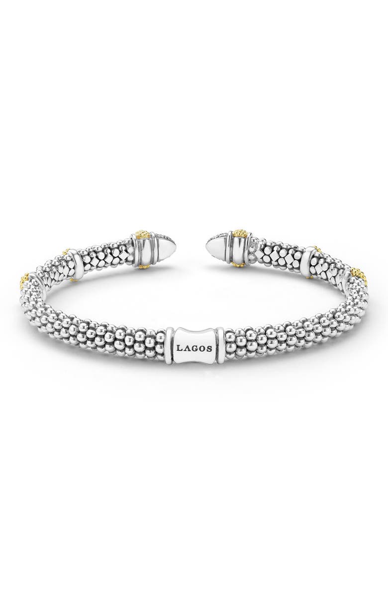 LAGOS Caviar Lux 2-Tone Caviar Diamond Versa Torque Bracelet, Alternate, color, Two Tone
