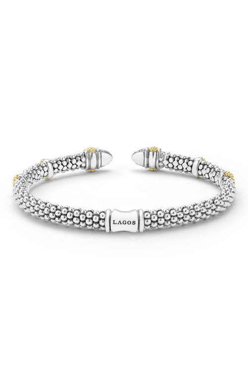 Lagos Caviar Lux 2-tone Caviar Diamond Versa Torque Bracelet In Metallic