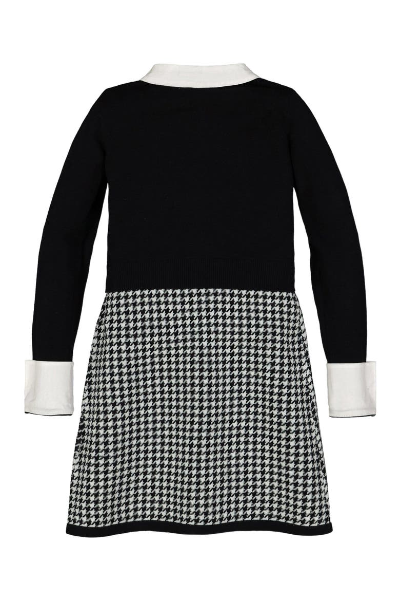 Baby Girls' Button Front Sweater Dress with Collar, Infant, Alternate, color, Black Houndstooth with Collar
