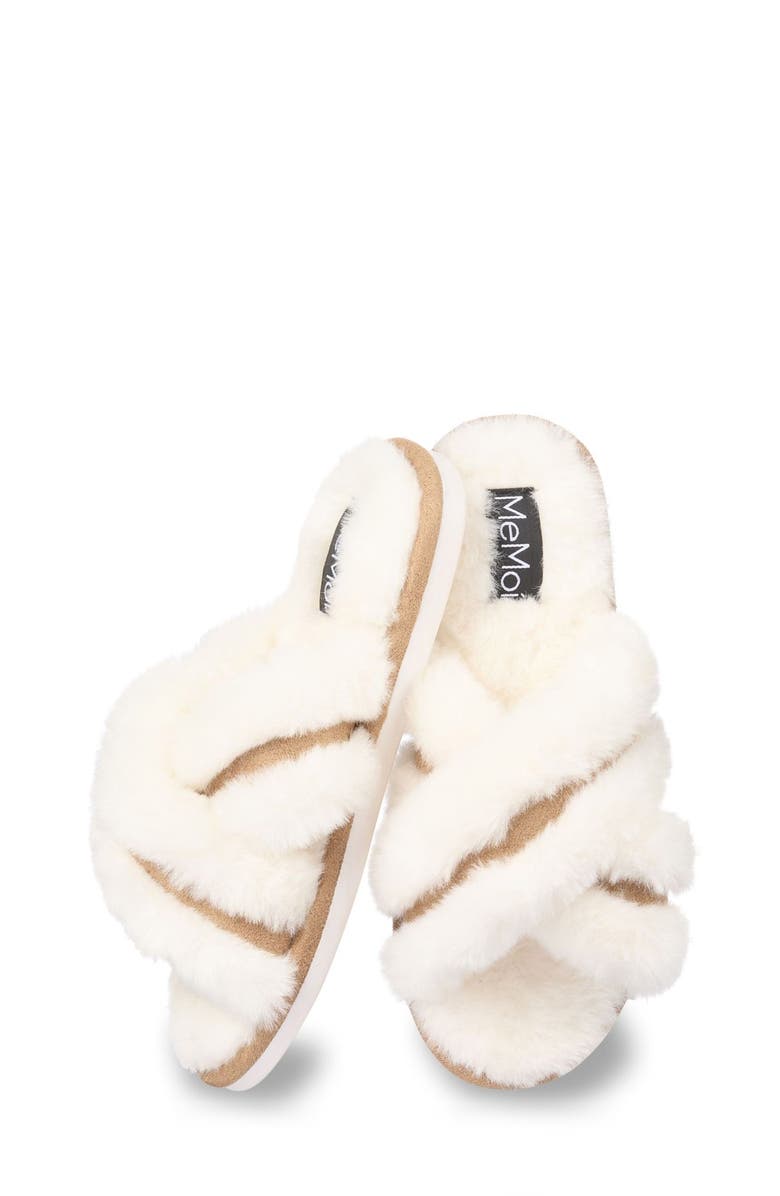 MeMoi Serena Faux Fur Slipper, Alternate, color, Ivory
