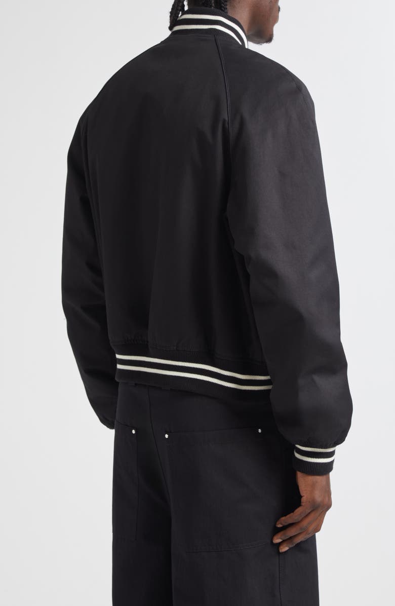 McQueen Skull Patch Varsity Bomber Jacket, Alternate, color, Black