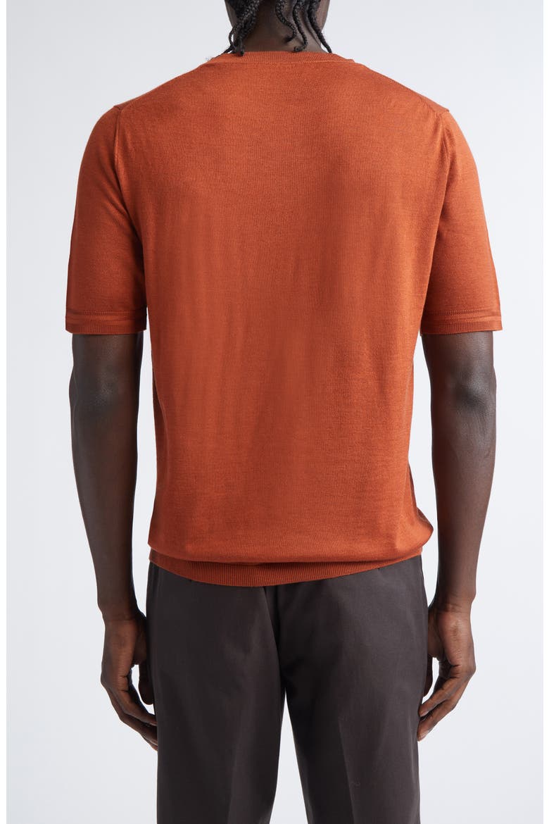 Short Sleeve Wool, Silk & Cashmere Sweater, Alternate, color, METALLIC RUST/ COPPER