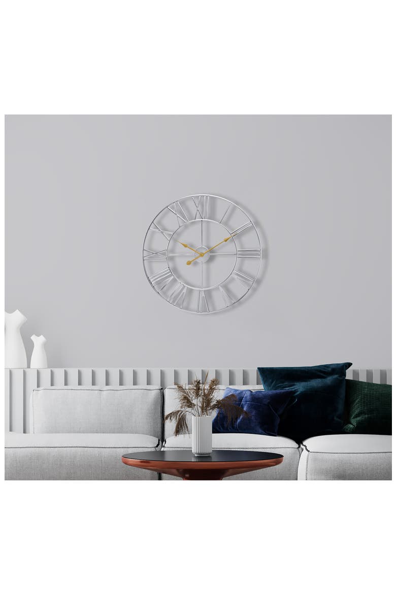 16-Inch Roman Numeral Wall Clock, Alternate, color, SILVER