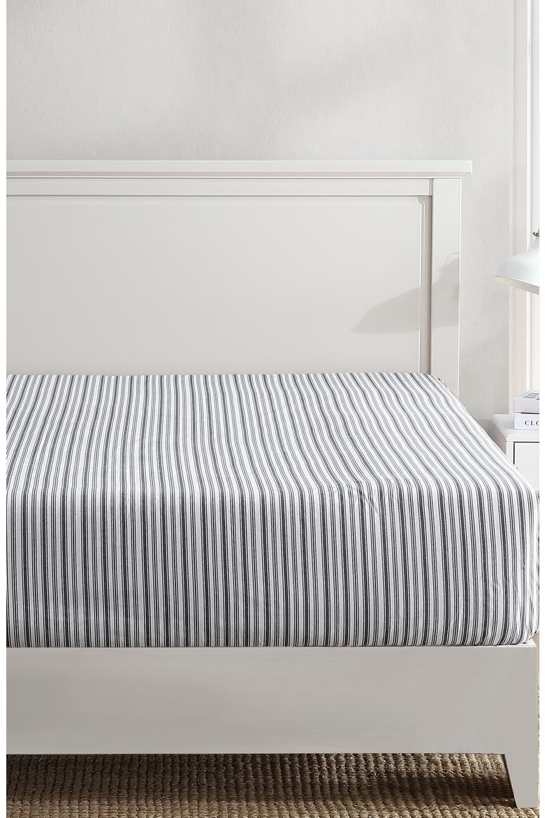 Coleridge Stripe Fitted Sheet, Main, color, CHARCOAL