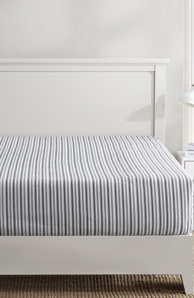 Nautica Coleridge Stripe Fitted Sheet, Main, color, Charcoal