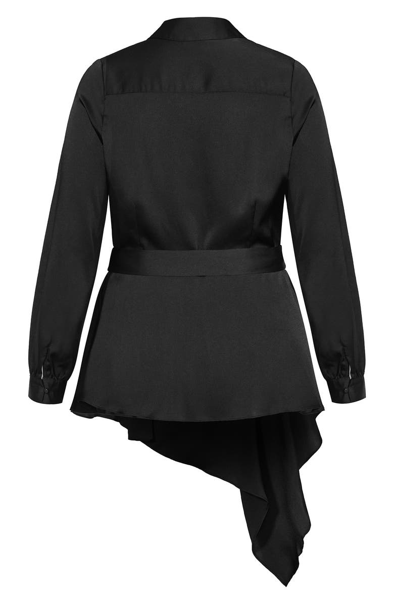 City Chic Tie 'N' Flow Asymmetric Satin Wrap Blouse, Alternate, color,