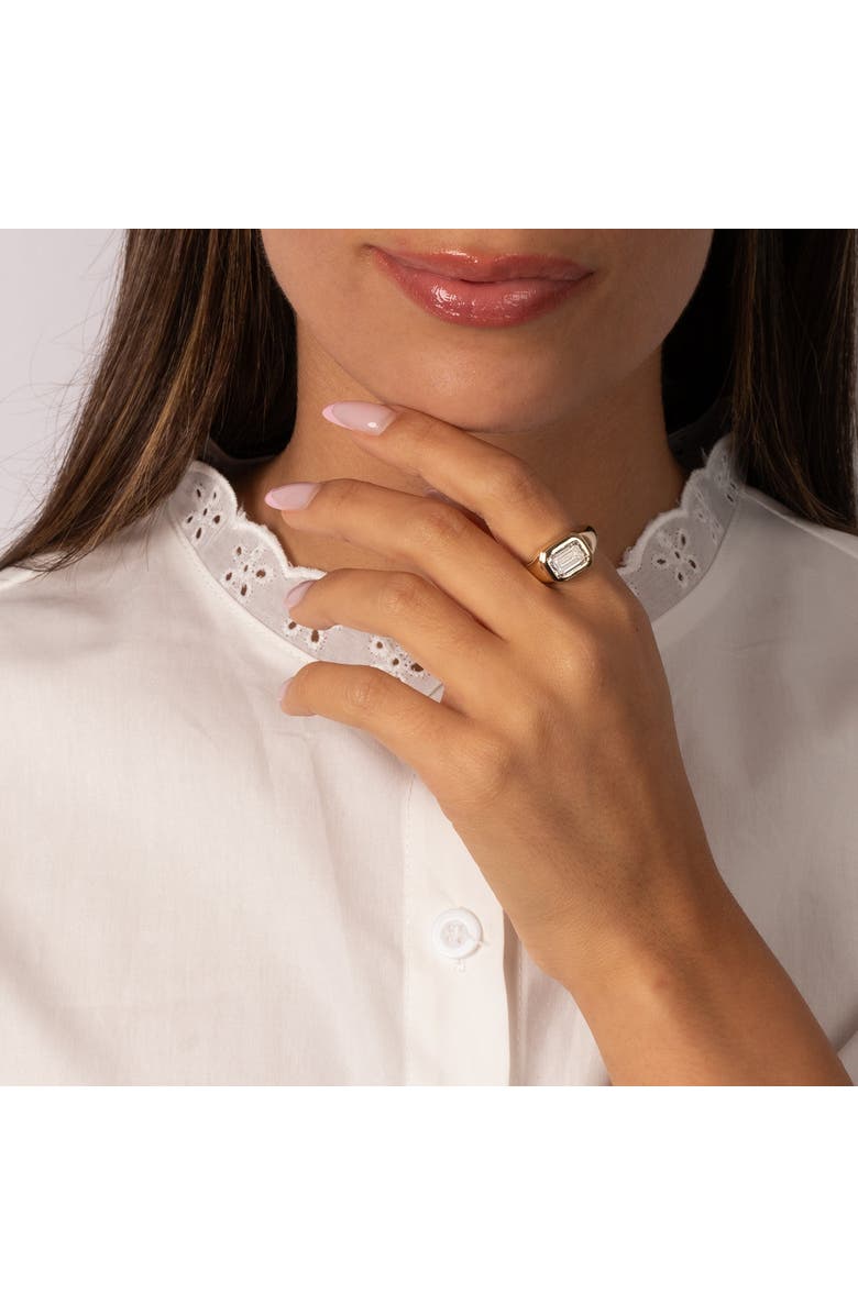 BY ADINA EDEN Lab Grown Diamond Emerald Bezel Signet Ring 14K, Alternate, color, 14K Gold