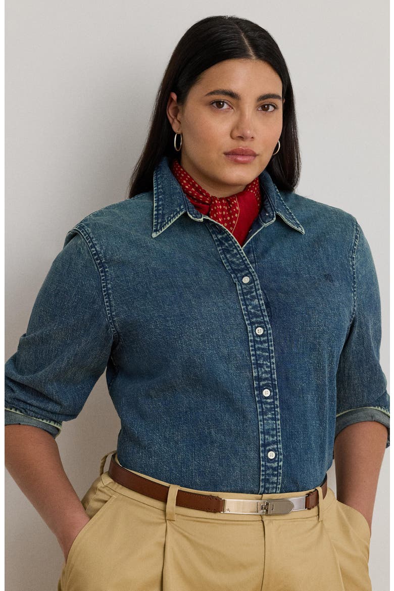 Classic Fit Denim Button-Up Shirt, Alternate, color, HAZE WASH