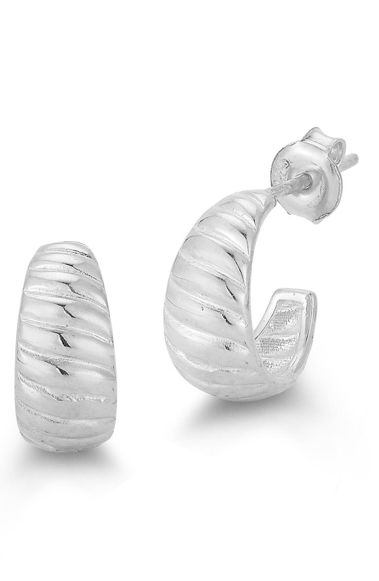 GLAZE JEWELRY Twist Huggie Hoop Earrings, Main, color, Silver