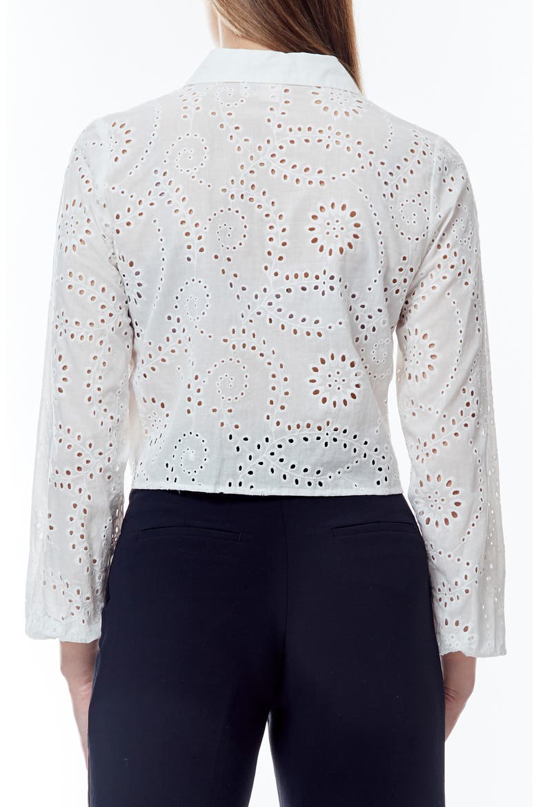 Ariana Eyelet Button-Up Shirt, Alternate, color, BRIGHT WHITE