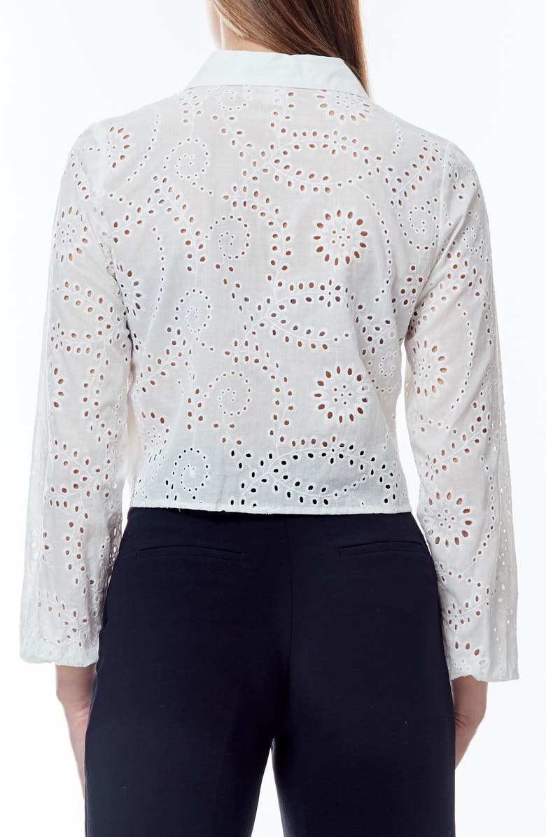 BY DESIGN Ariana Eyelet Button-Up Shirt, Alternate, color, Bright White