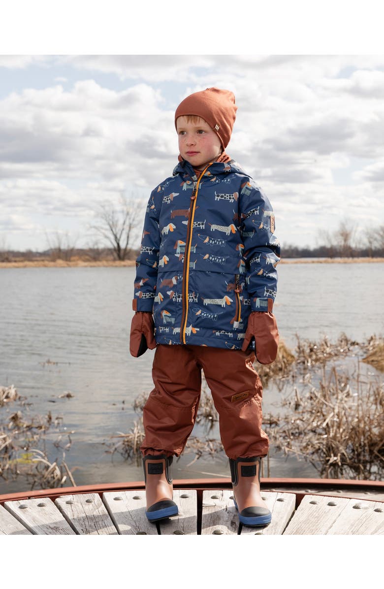 Deux par Deux Boy Mid-Season Mittens in Recycled Polyester, Alternate, color, Brown