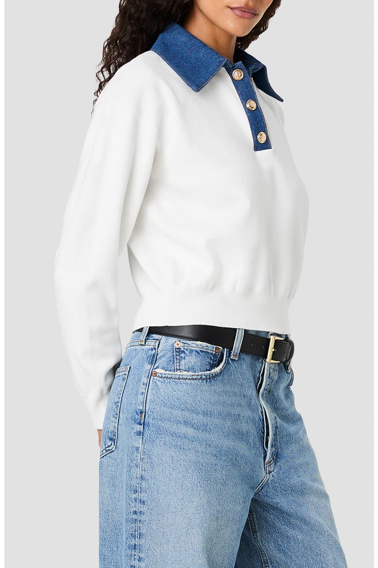 Denim Collar Sweater, Alternate, color, PORCELAIN CREAM