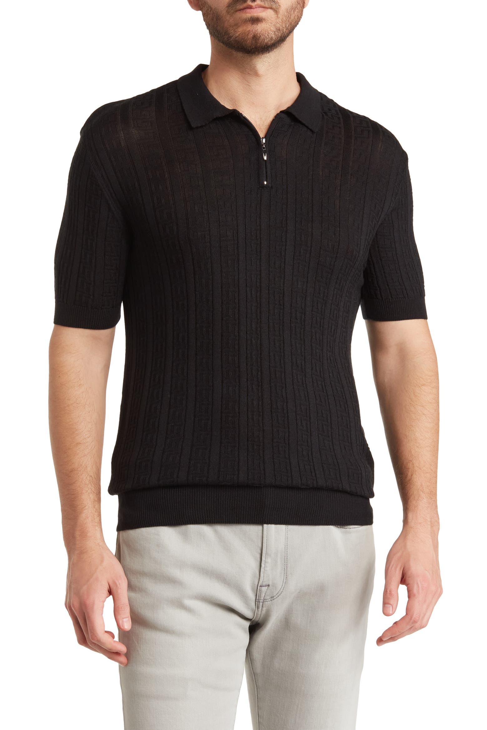 4176 Postcode T.R. PREMIUM Textured Knit Quarter-Zip Polo (Men) | Nordstromrack