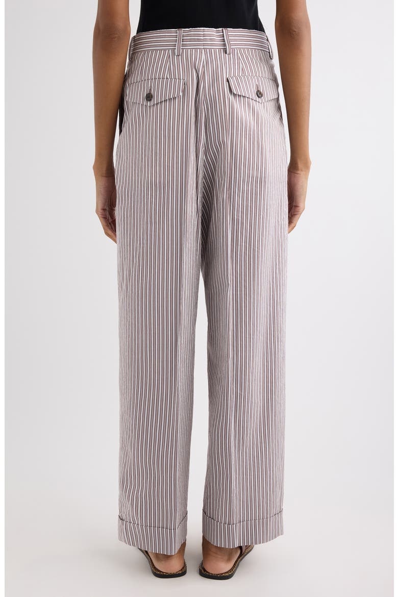 Partan Stripe Washed Cotton & Silk Pants, Alternate, color, BROWN