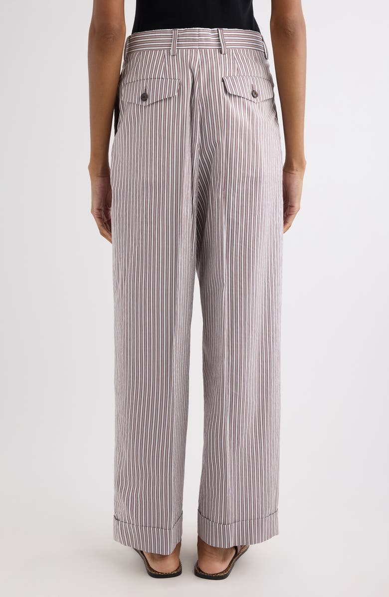 Dries Van Noten Partan Stripe Washed Cotton & Silk Pants, Alternate, color, Brown