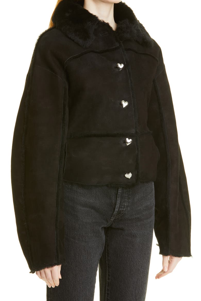 Kahlo Genuine Shearling Crop Jacket, Alternate, color, BLACK