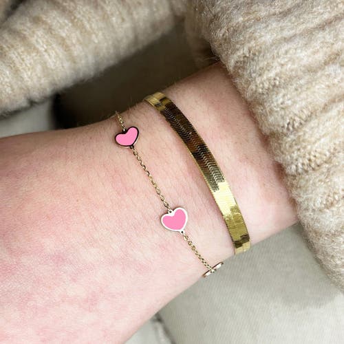 The Lovery Fine Jewelry Bubblegum Pink Heart Station Bracelet In Pink