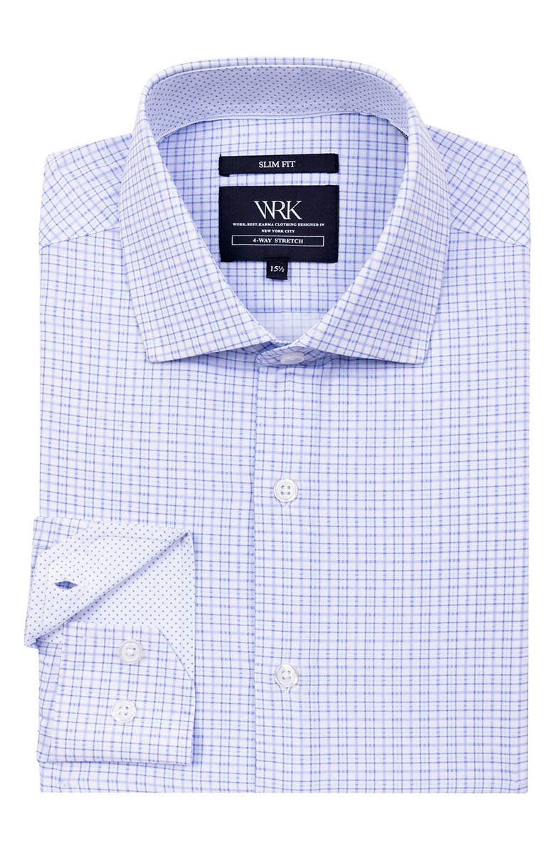 W.R.K Slim Fit Plaid Performance Dress Shirt, Alternate, color, White/ Purple