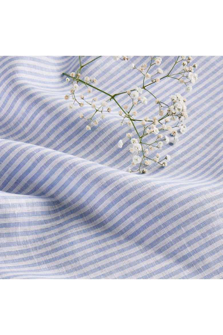 Linen Dinner Napkins Set of 4, 20 x 20" - Narrow Stripe, Alternate, color, Cornflower Blue and White