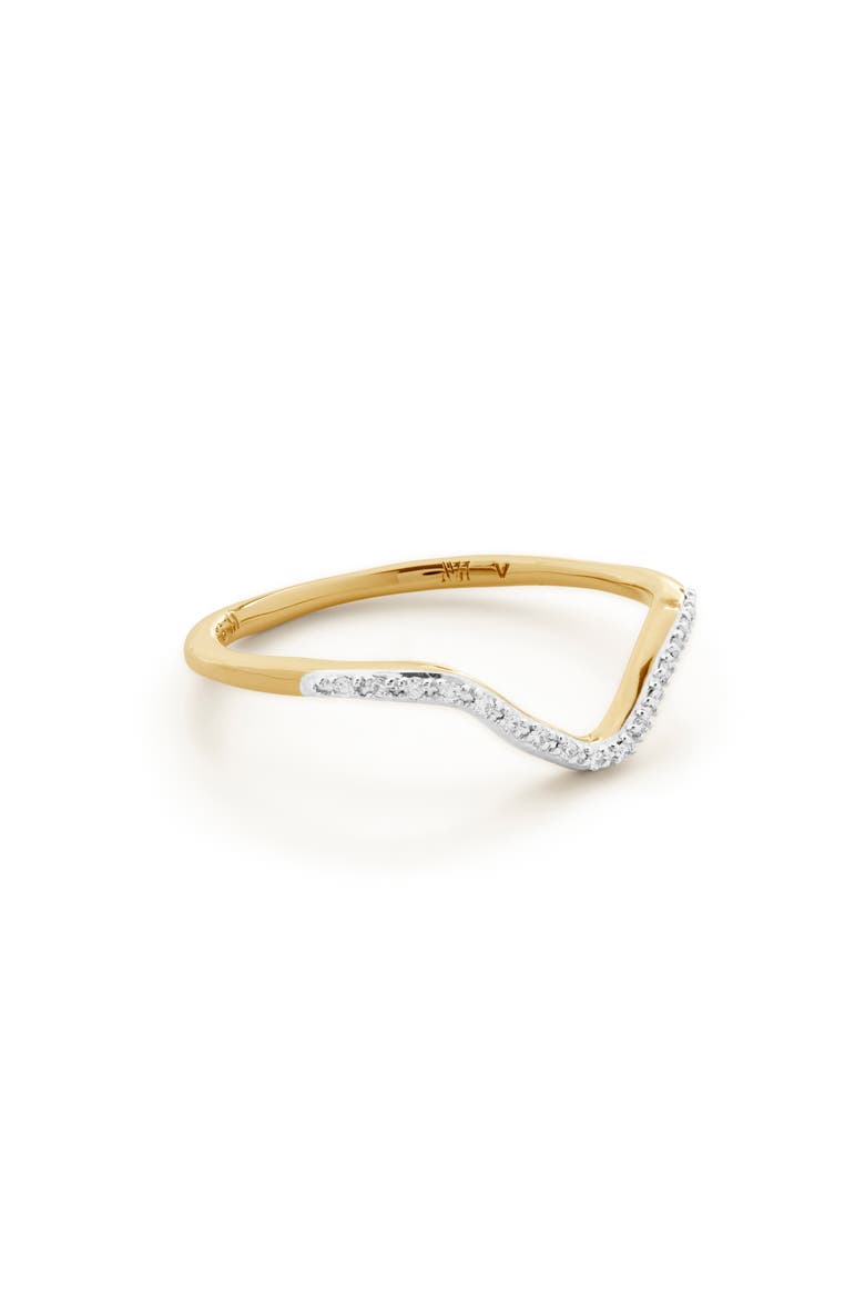 Riva 18K Gold Vermeil Pavé Diamond Wishbone Stackable Ring, Main, color, 18CT GOLD VERMEIL ON STERLING