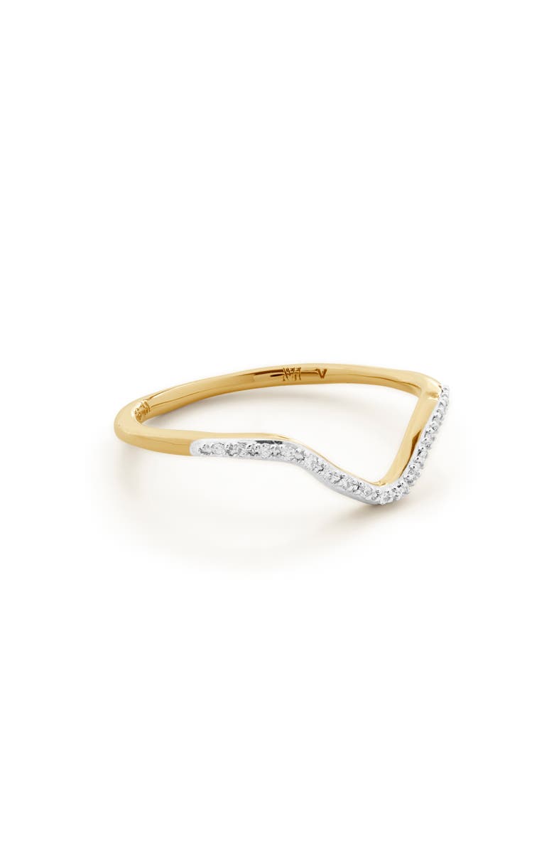 Monica Vinader Riva 18K Gold Vermeil Pavé Diamond Wishbone Stackable Ring, Main, color, 18Ct Gold Vermeil On Sterling