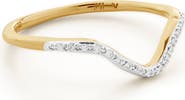 Monica Vinader Riva 18K Gold Vermeil Pavé Diamond Wishbone Stackable Ring