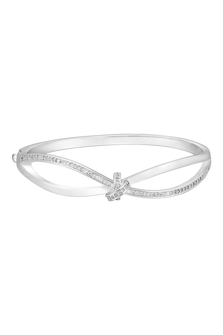 Cubic Zirconia Knot Bangle, Alternate, color, SILVER