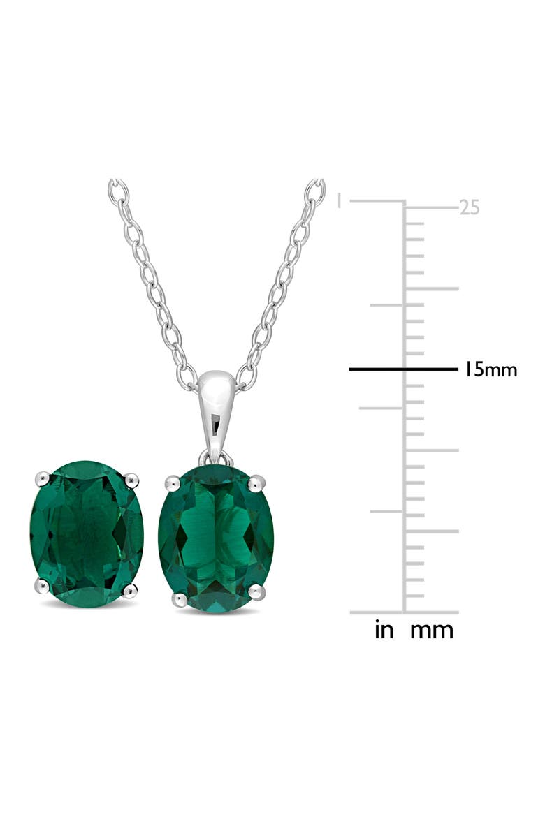 Oval Lab Grown Emerald Stud Earrings & Pendant Necklace Set, Alternate, color, GREEN