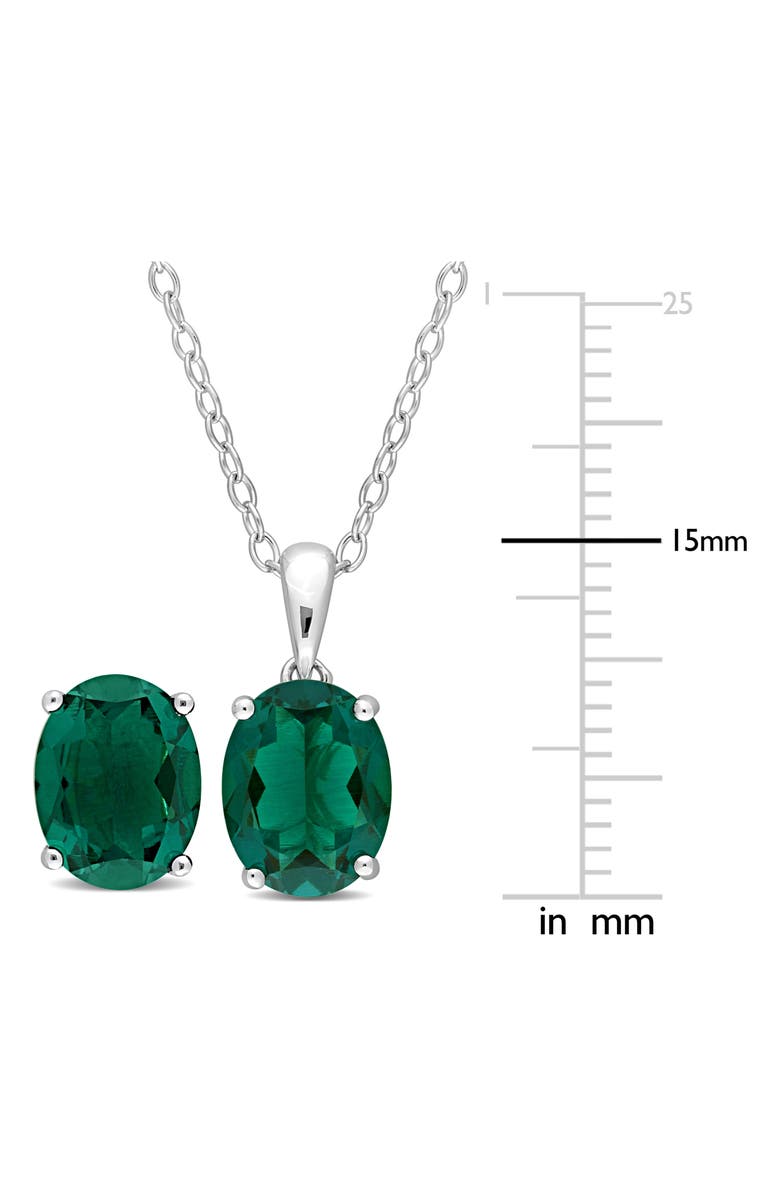 DELMAR Oval Lab Grown Emerald Stud Earrings & Pendant Necklace Set, Alternate, color, Green