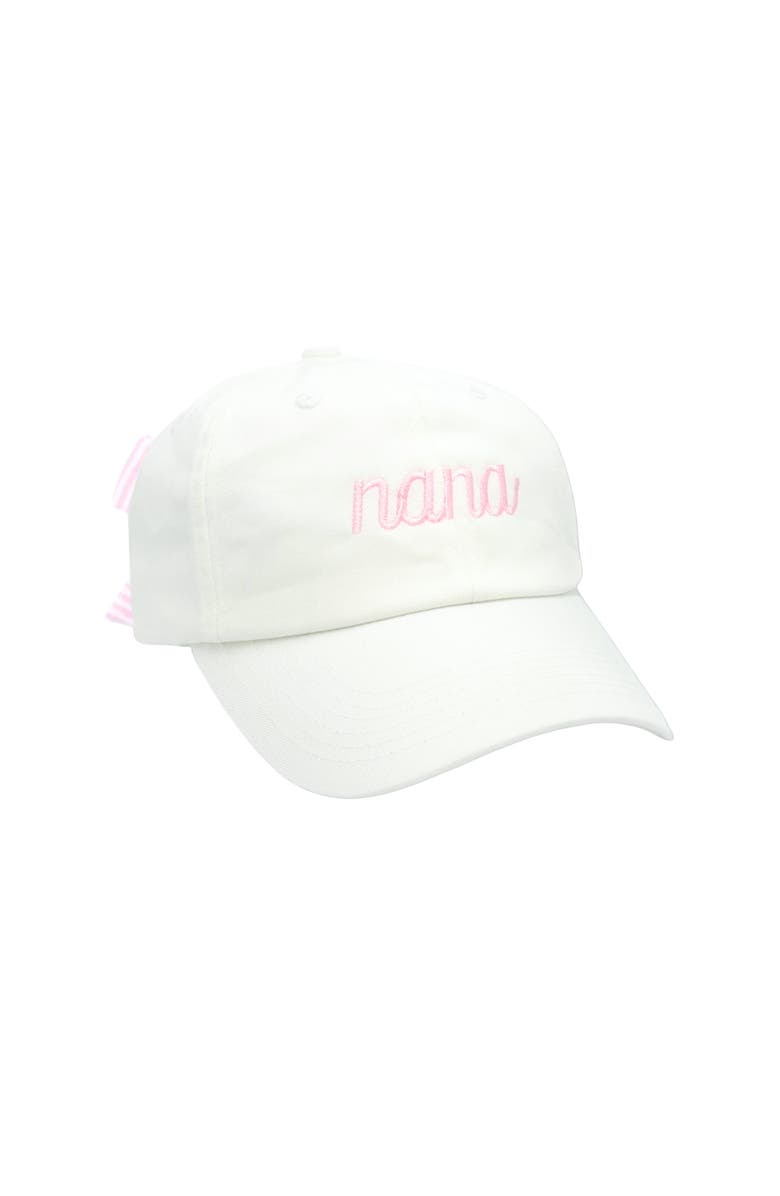 Bits & Bows Nana Adult Bow Baseball Hat, Main, color, White