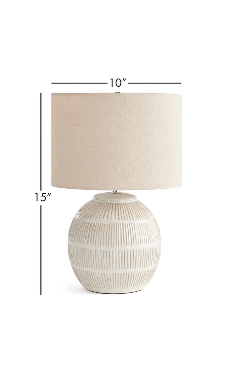 Napa Home & Garden Antoni Hatch Mark Pattern Decorative Contemporary Table Lamp w/ Linen Shade, Alternate, color, White