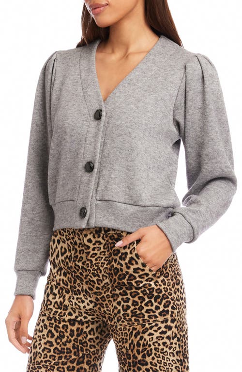 Fifteen Twenty Madeline Puff Sleeve Cardigan In Gray