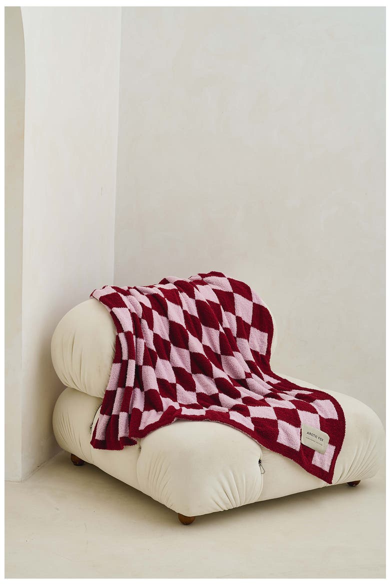 The Teddy Checkered Throw Blanket, Alternate, color, PINK CHECK