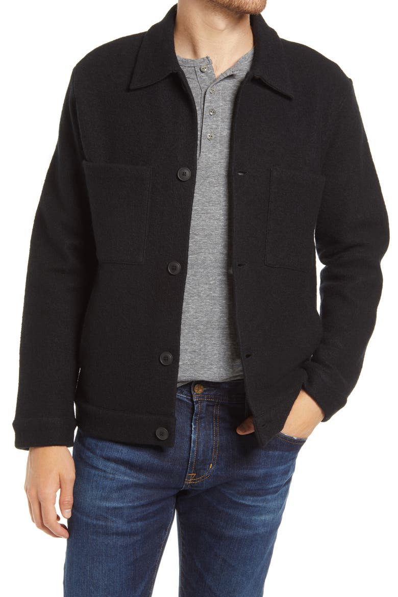 Alvin Boiled Wool Jacket, Main, color, BLACK