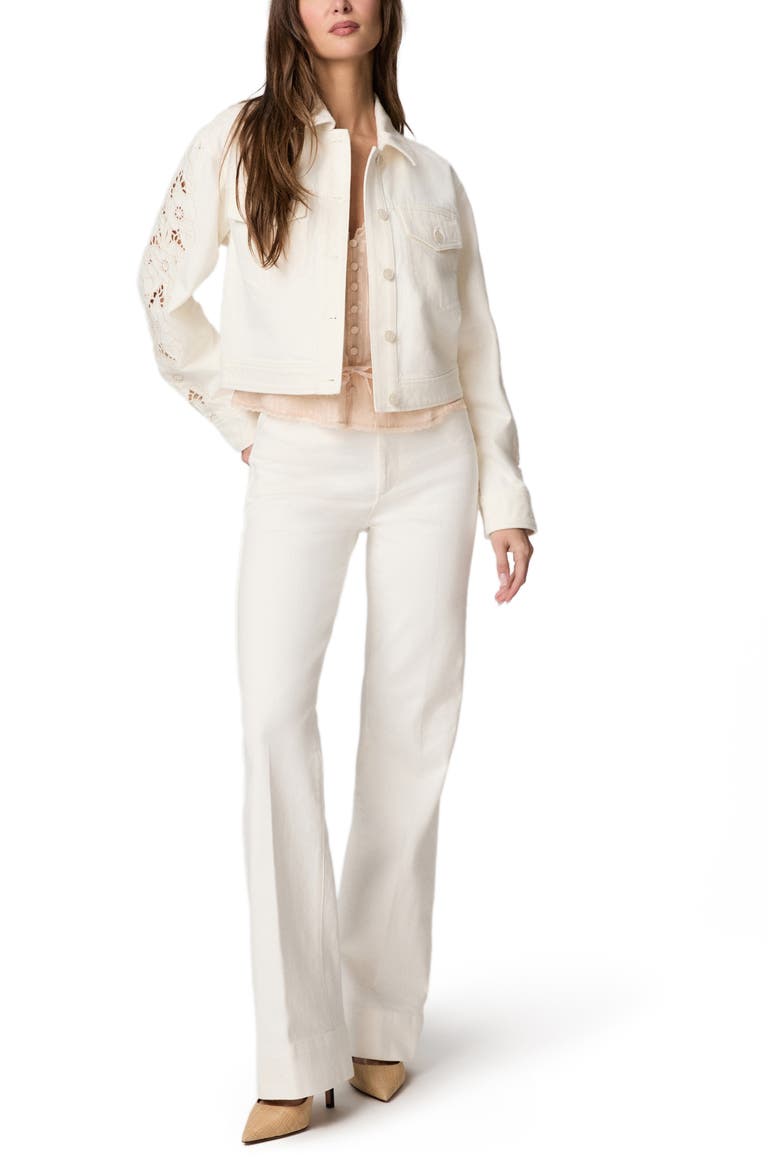 Michele Embroidered Sleeve Crop Denim Jacket, Alternate, color, TONAL ECRU