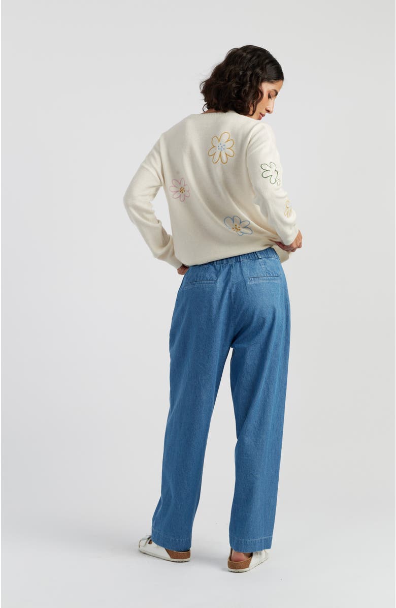 Chinti & Parker Chambray Daisy Wide-Leg Pants, Alternate, color, Spring Blue