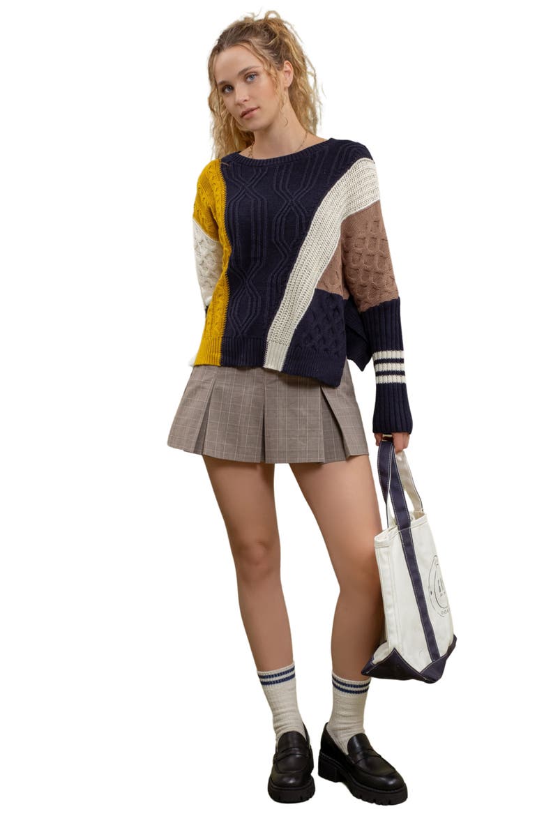 Colorblock Sweater, Alternate, color, NAVY MULTI