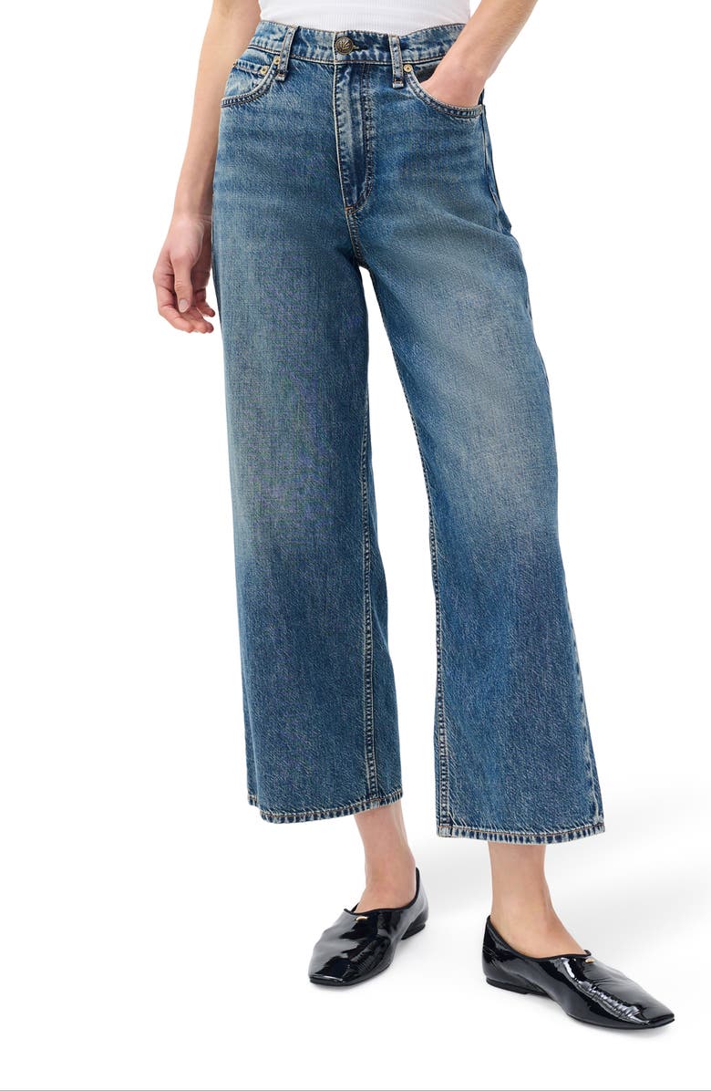 rag & bone/JEAN Andi Wide Leg Cotton Blend Ankle Jeans, Main, color, Delcan