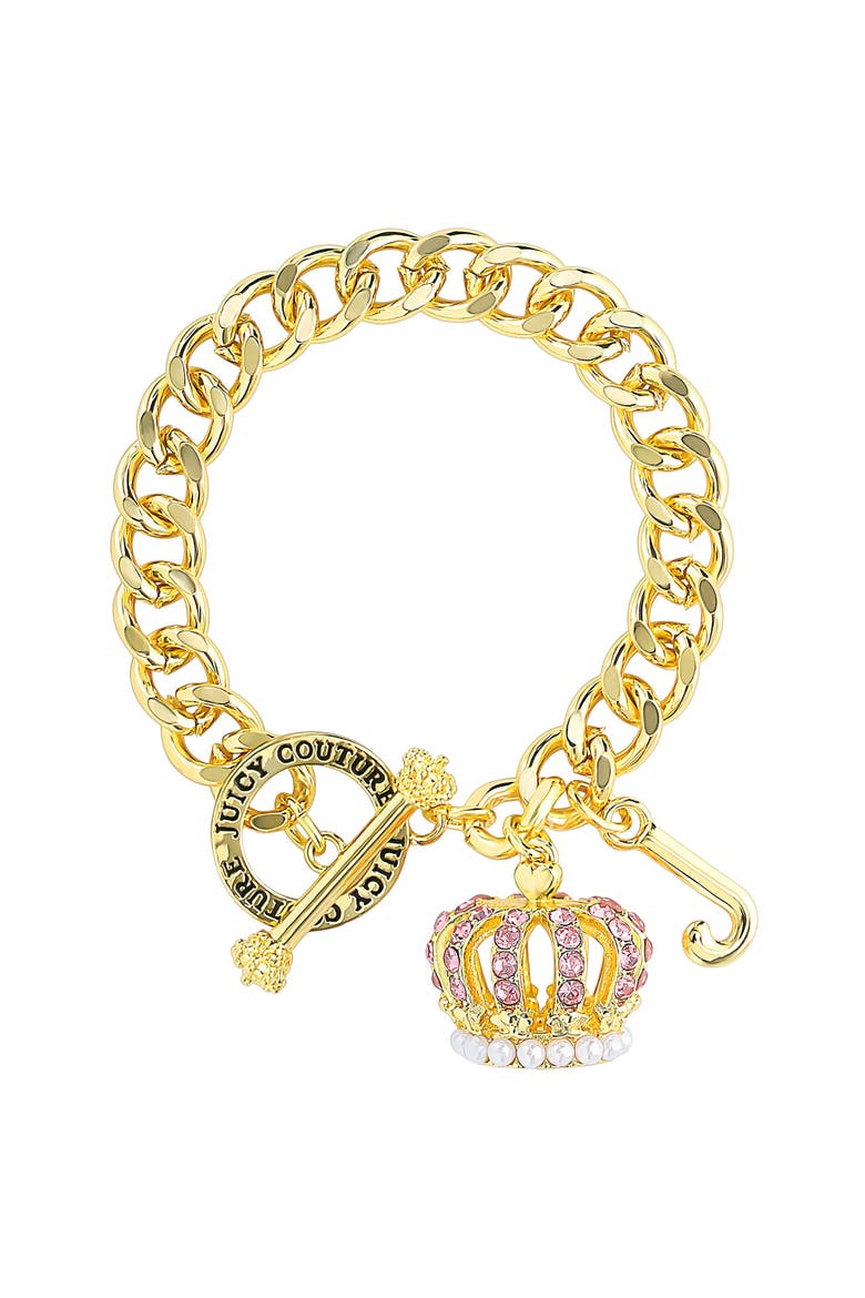 Crown Charm Toggle Bracelets for Women, Gold Tone, 7.5", Main, color, Gold-Tone