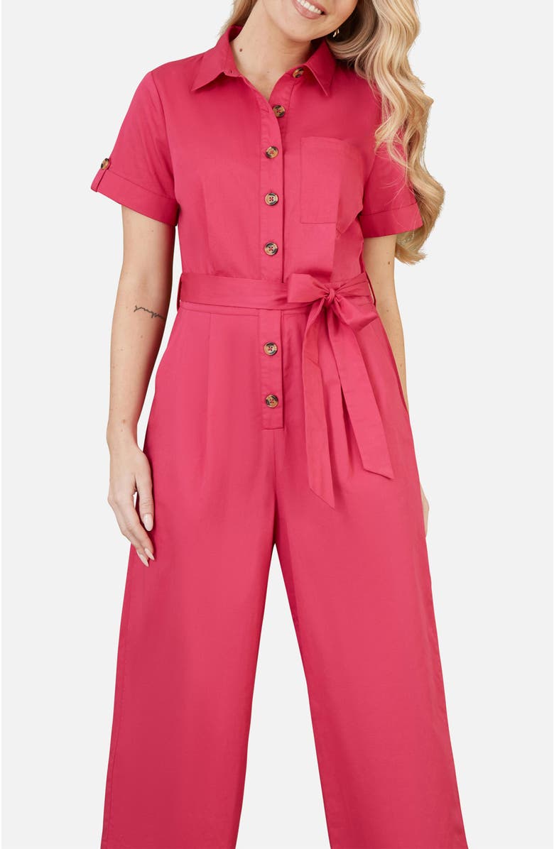 Yumi Button Up Utility Style Jumpsuit, Alternate, color, Pink