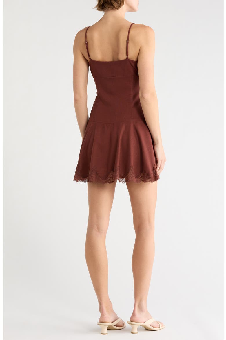 Lace Hem Cami Minidress, Alternate, color, BROWN