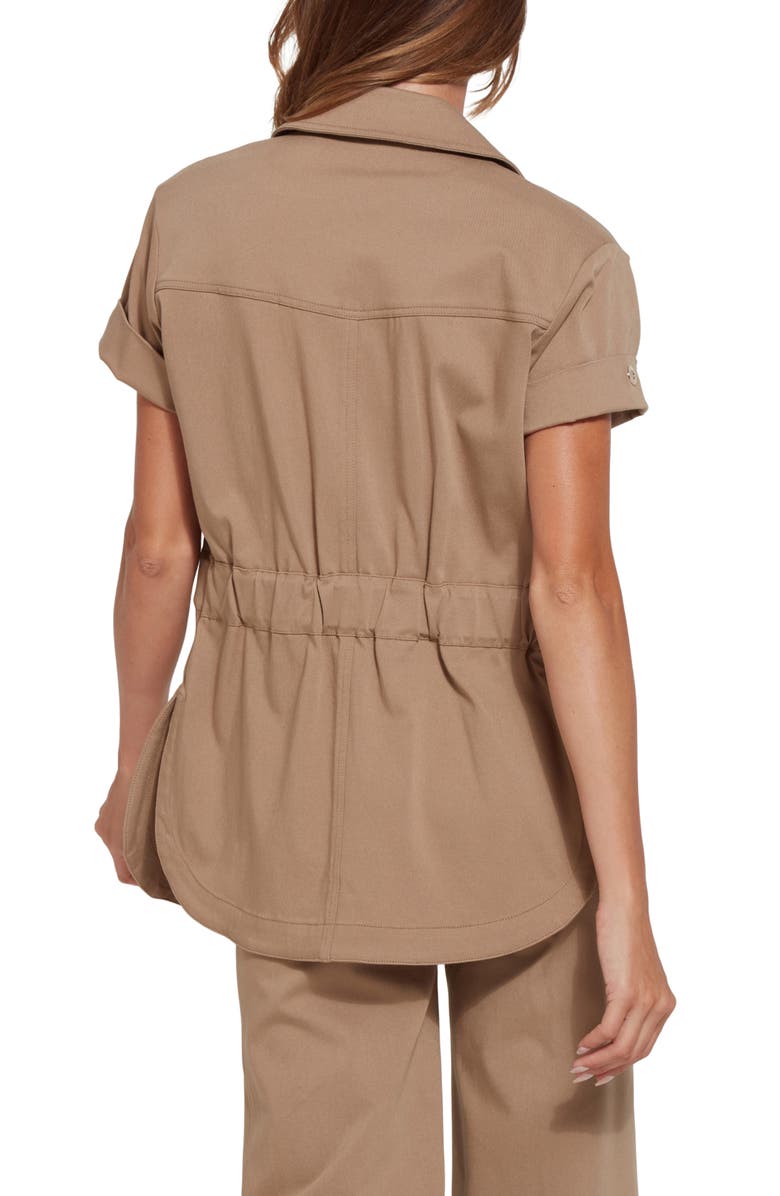 Lysse Valley Waist Cinch Short Sleeve Jacket, Alternate, color, Pecan