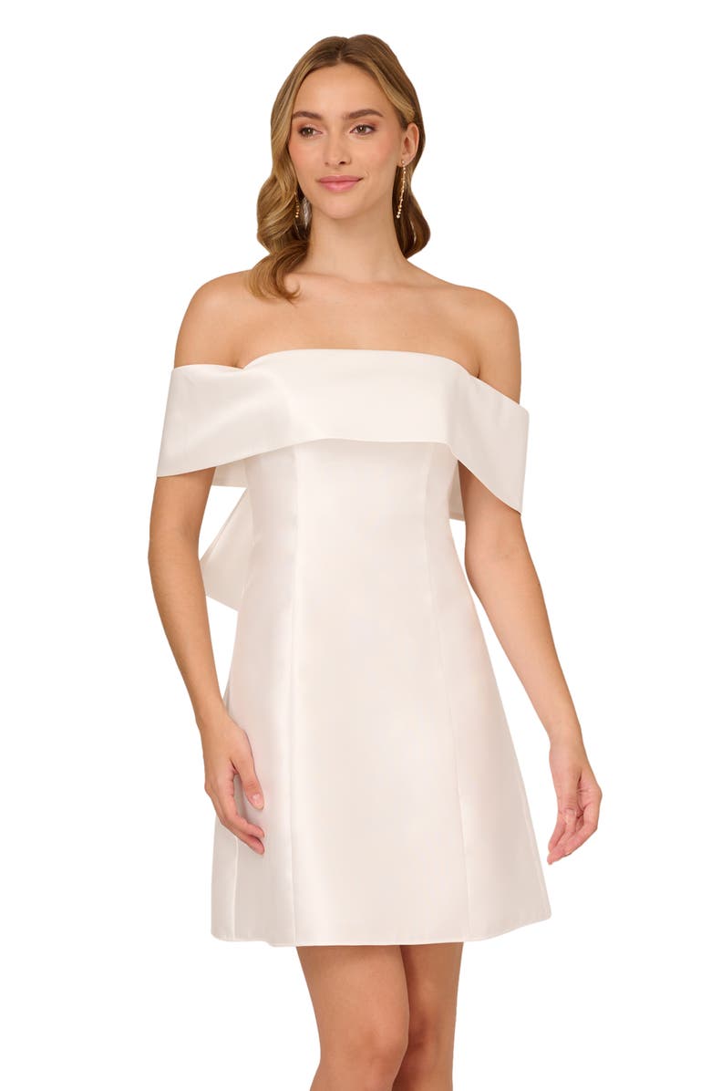 Adrianna Papell Bow Mikado Cocktail Dress, Alternate, color, 