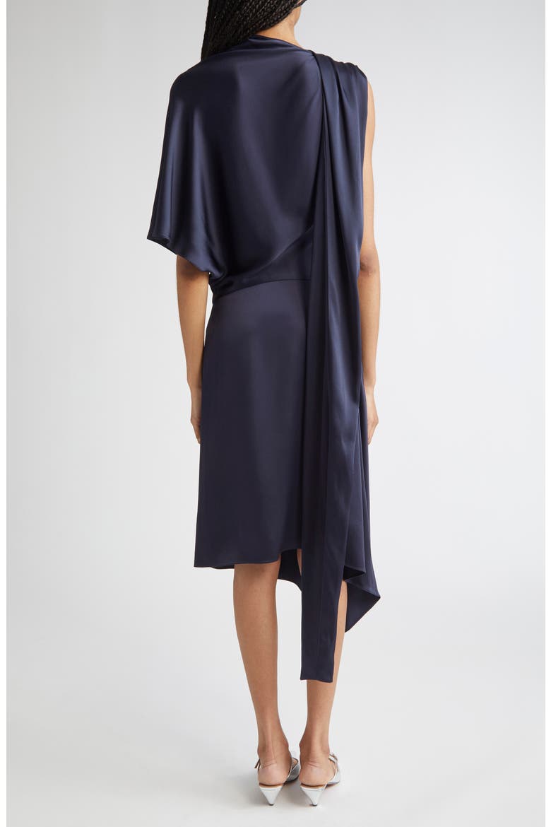 Asymmetric Satin Midi Dress, Alternate, color, 4101 - INK