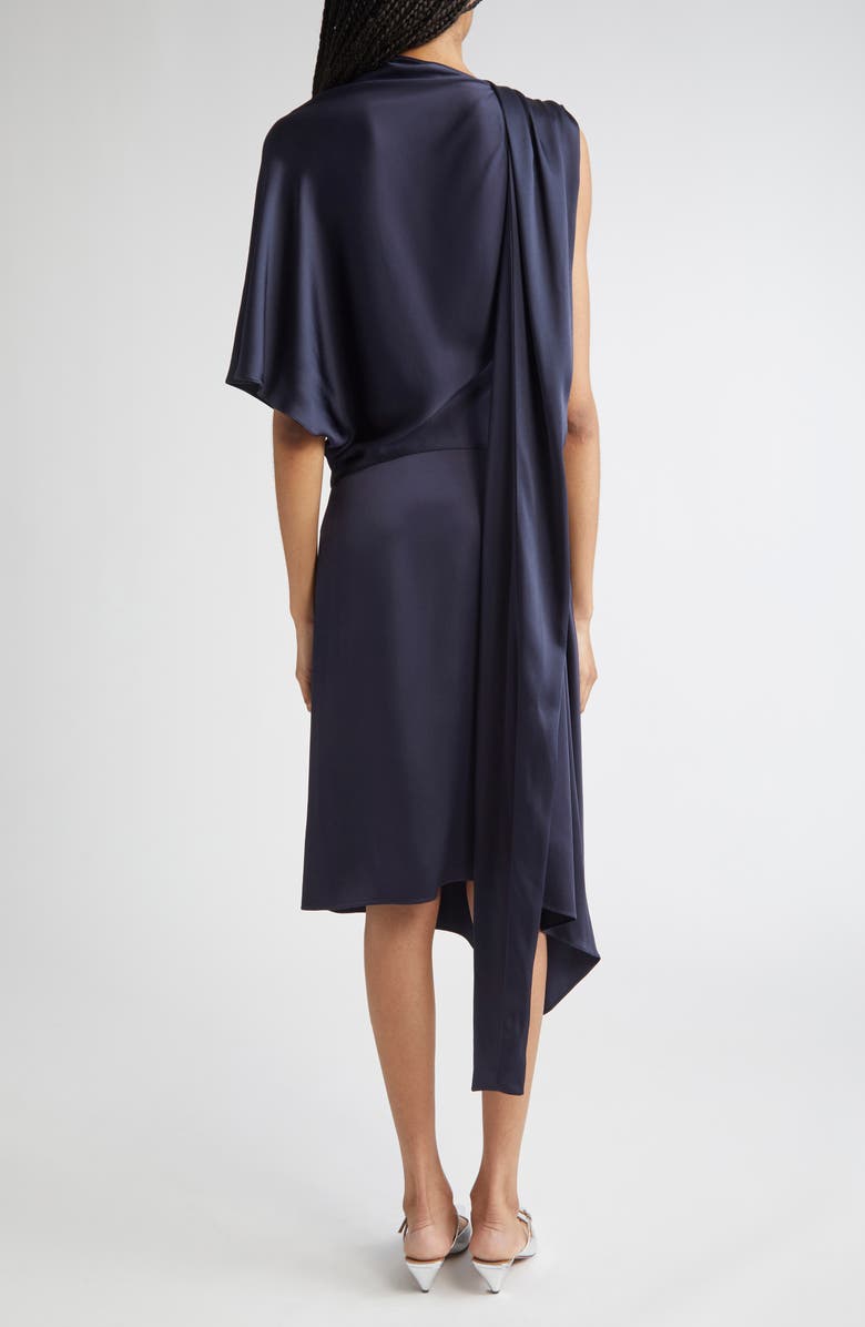 Stella McCartney Asymmetric Satin Midi Dress, Alternate, color, 4101 - Ink