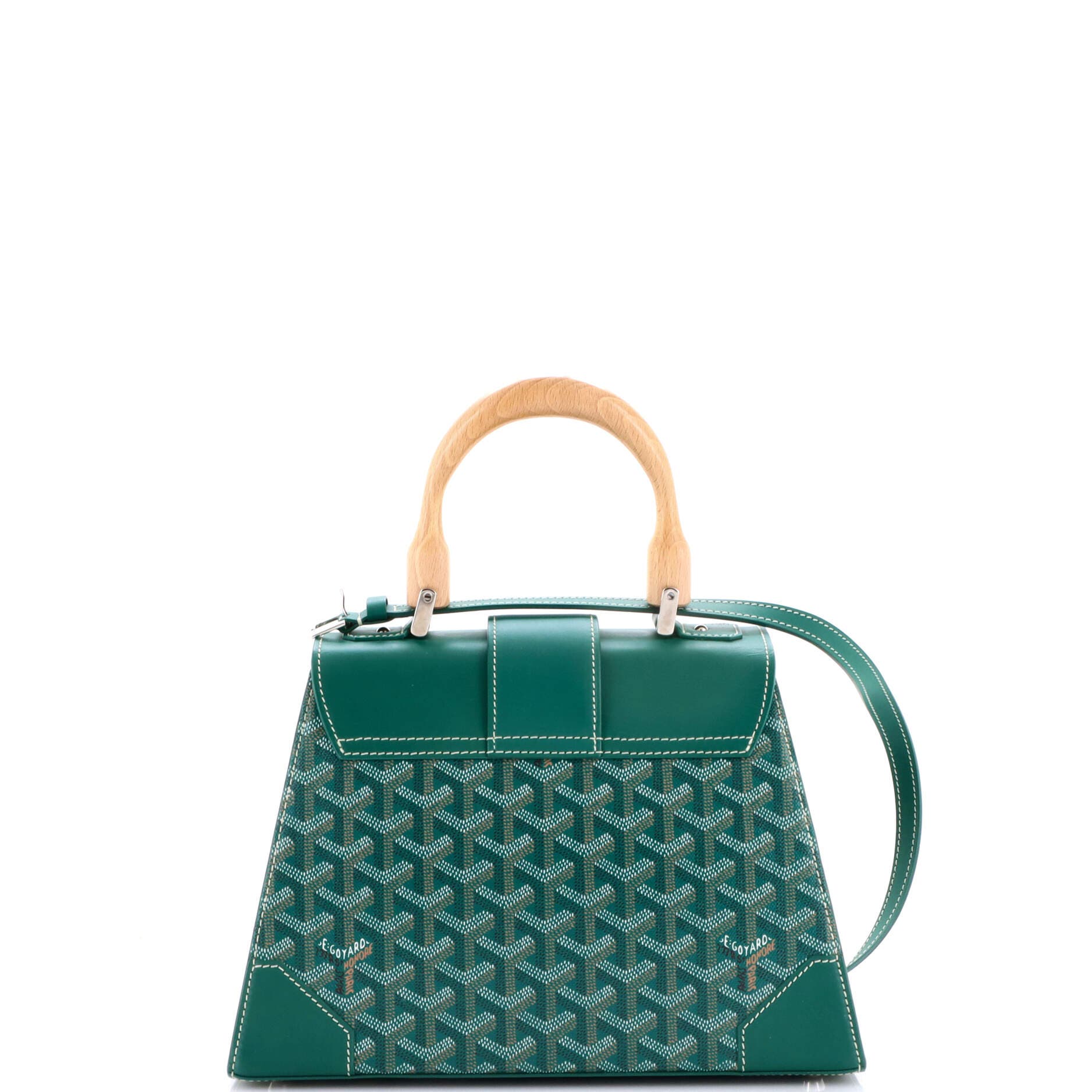 Pre-Owned Goyard Saigon Top Handle Bag Coated Canvas with Leather PM, Alternate, color, Green